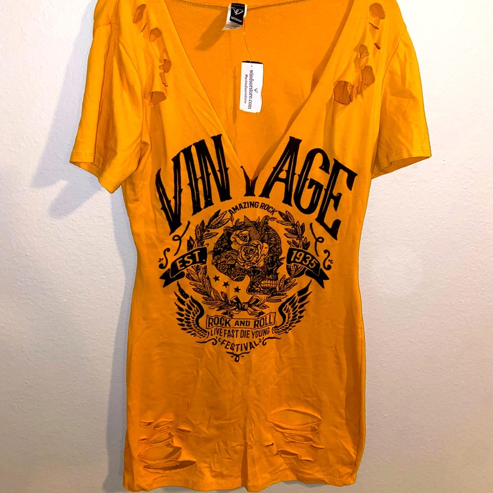 Windsor Yellow Vintage Rocker T-Shirt Dress